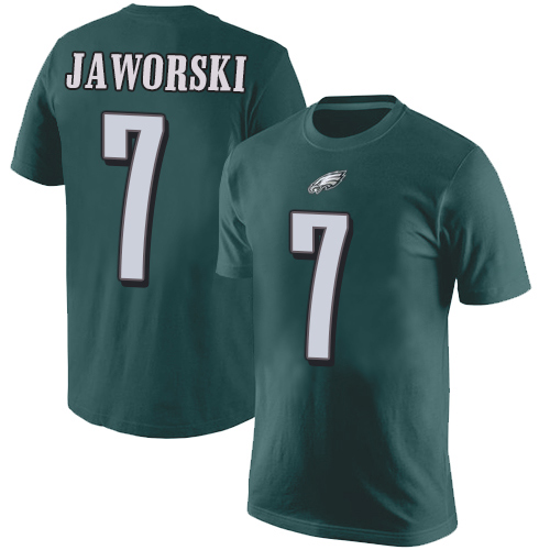 Men Philadelphia Eagles #7 Ron Jaworski Green Rush Pride Name and Number NFL T Shirt